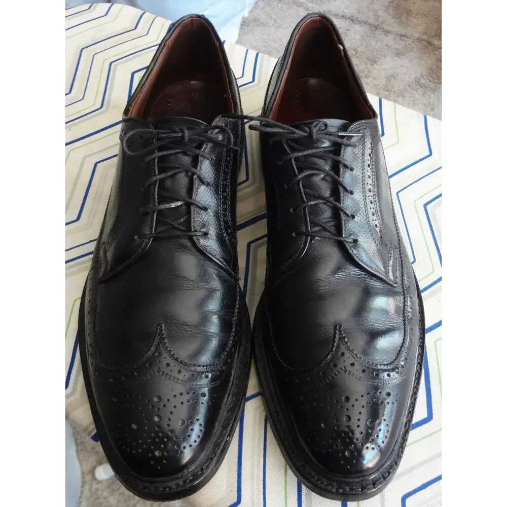 Allen Edmonds Longwing Wingtip Oxford Black Leather Men 11.5 3A AAA Narrow